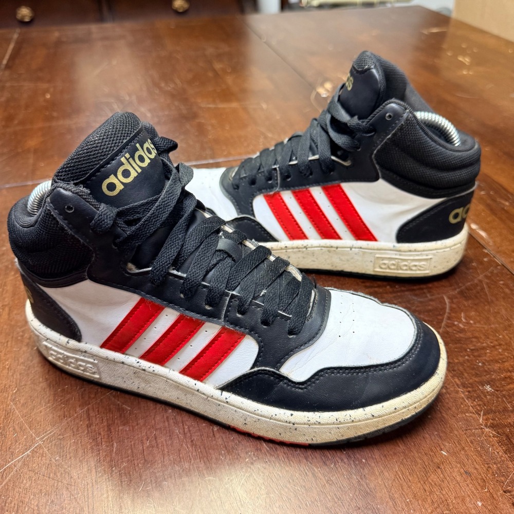 Adidas Hoops 3.0 Mid Mens Size 5.5 Black White Red HR0227 Basketball Sneakers
